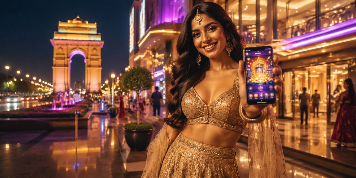 User enjoying j2me casino app in Delhi near India Gate